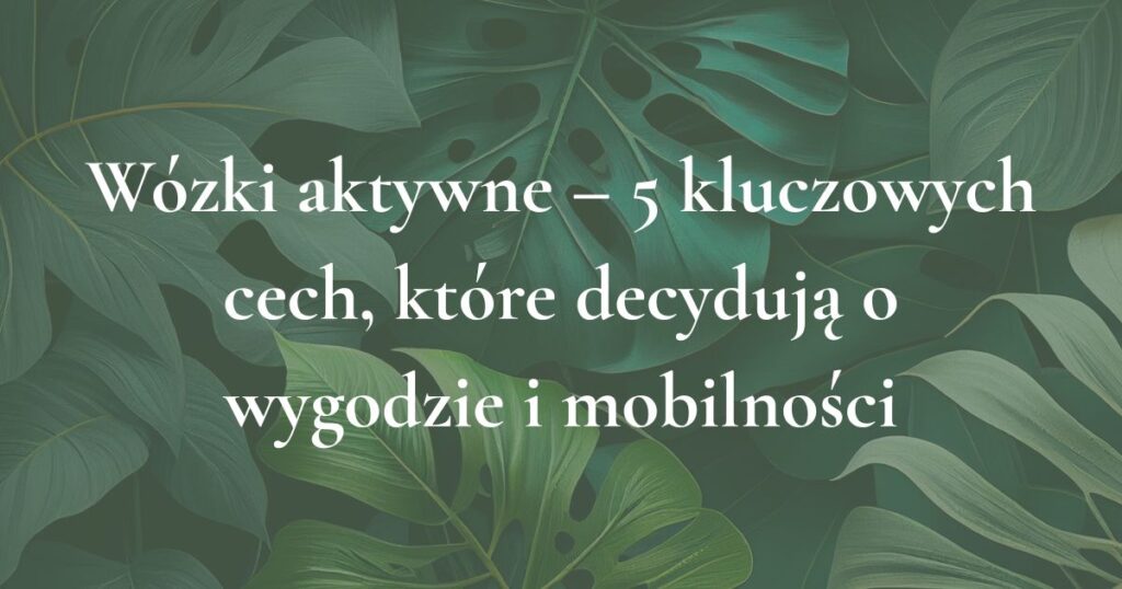 Grafika tytułowa artykułu o wózkach aktywnych i 5 cechach wpływających na wygodę oraz mobilność